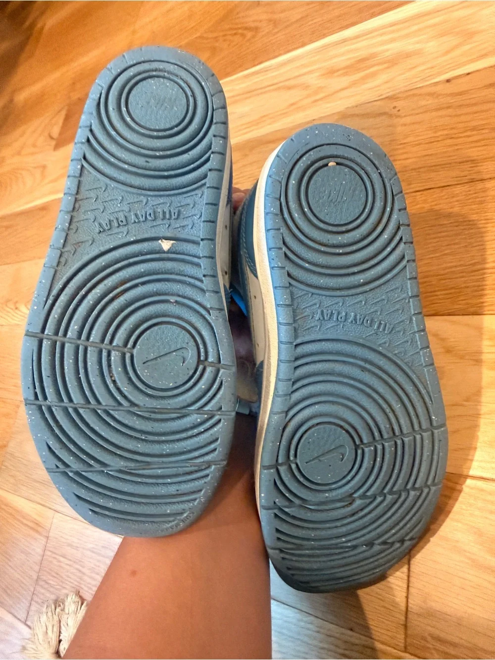 Nike Kids High-Top Sneakers in White and Blue